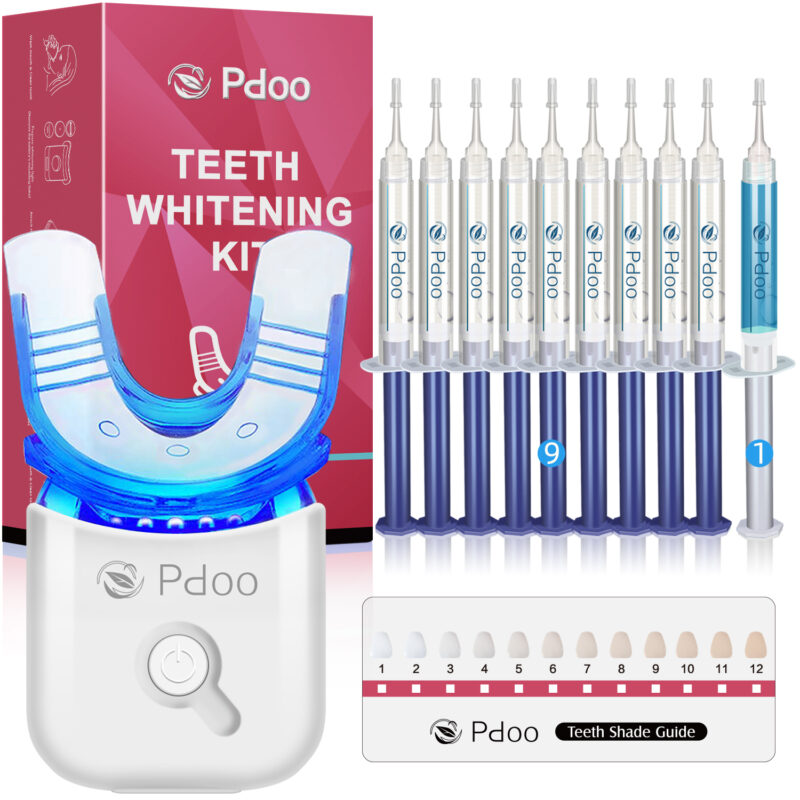 Pdoo Teeth Whitening Kit with LED Light for Sensitive Teeth